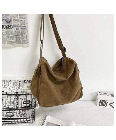 Canvas Handbags Messenger Bag for Women Men Large Designer Hobo bag Crossbody Bag with Multiple Pockets for Couples Coffee $1...