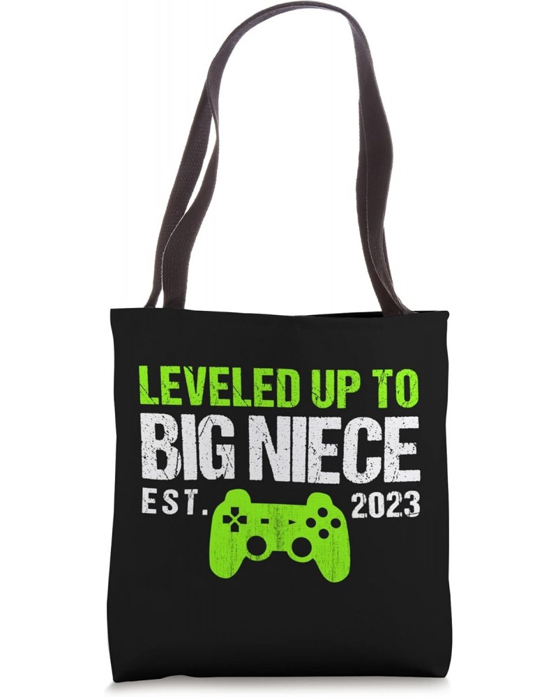 Leveled Up To Big Niece Est 2023 Funny New Niece Gamer Retro Tote Bag $14.50 Totes