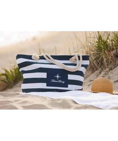 Heavy Canvas Striped Beach Bag with Rope Handle Multi Sizes Red $13.80 Totes