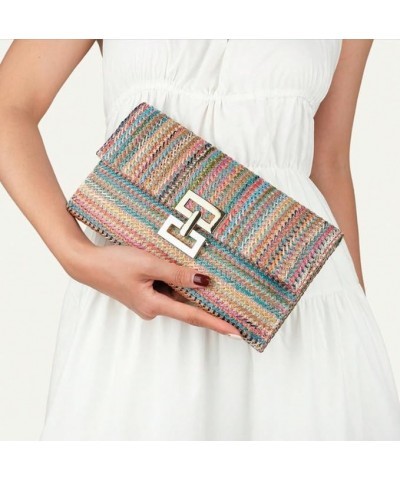 Women's woven wrist Bag 2024 new grab bag Fresh grab bag Bow straw bag Chroma Buckle Bag $11.27 Clutches