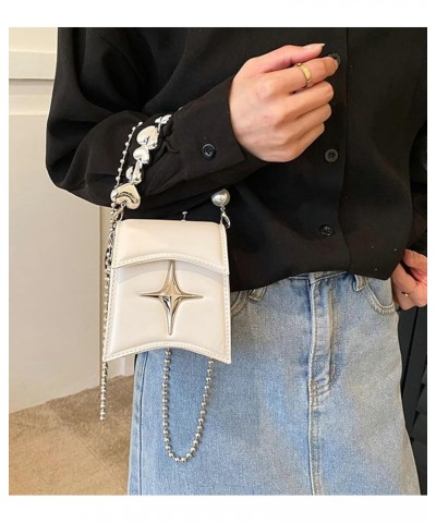 Small Crossbody Purse Women Y2k Mini Shoulder Bag Fashion PU Star Decorate Wallet 90s Crescent Chain Satchel B-white $19.99 T...