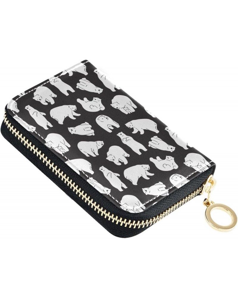 RFID Credit Card Holder Cute Sloth Leather With Zipper Card Case Wallet for Women Girls Polar Bear $11.01 Wallets