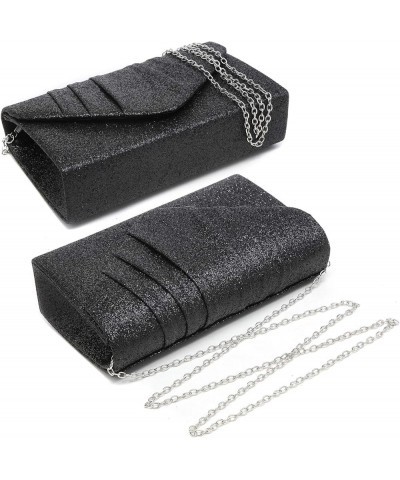 Womens Evening Bag Velvety Pleated Envelope Clutch Handbag Wedding Party Bridal Purse (Black) 2-glitter Black $27.80 Evening ...