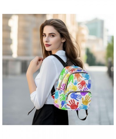 Handprints Backpack Purse for Women Fashion Ladies Shoulder Bags Travel Bag Hiking Sports Ladies Daypack,S Medium $17.04 Back...