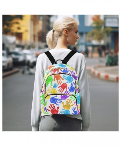 Handprints Backpack Purse for Women Fashion Ladies Shoulder Bags Travel Bag Hiking Sports Ladies Daypack,S Medium $17.04 Back...