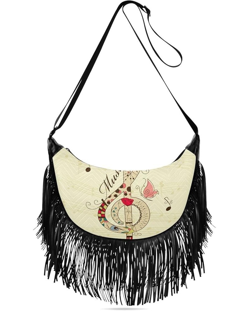 Women Fringe Tassel Cross Body Bag Colorful Heart on White Leisure Shoulder Bag Color512 $13.74 Crossbody Bags