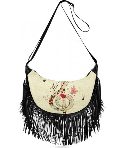 Women Fringe Tassel Cross Body Bag Colorful Heart on White Leisure Shoulder Bag Color512 $13.74 Crossbody Bags