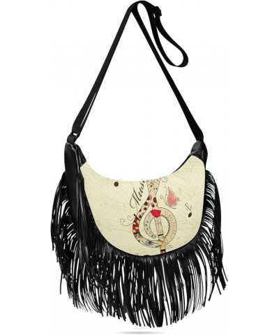 Women Fringe Tassel Cross Body Bag Colorful Heart on White Leisure Shoulder Bag Color512 $13.74 Crossbody Bags