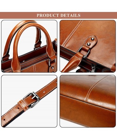 Satchel Shoulder Bags for Women Retro Genuine Leather Top Handle Purses Ladies Handbags Totes Crossbody Work Bag A / Brown $3...