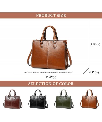 Satchel Shoulder Bags for Women Retro Genuine Leather Top Handle Purses Ladies Handbags Totes Crossbody Work Bag A / Brown $3...