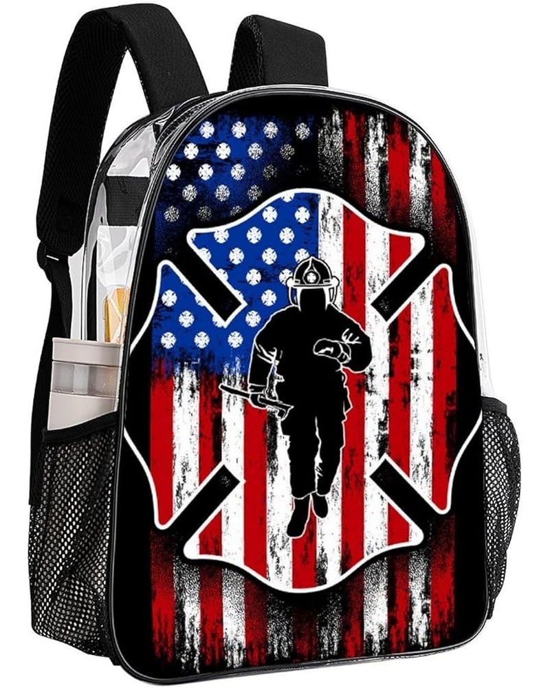 Clear Backpack Skull Usa Stars American Flag Black 17inch Clear Backpacks for Sports Game Concert Events Pattern1084 One Size...