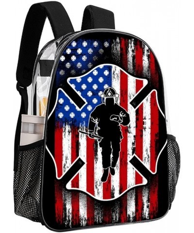 Clear Backpack Skull Usa Stars American Flag Black 17inch Clear Backpacks for Sports Game Concert Events Pattern1084 One Size...