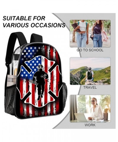 Clear Backpack Skull Usa Stars American Flag Black 17inch Clear Backpacks for Sports Game Concert Events Pattern1084 One Size...