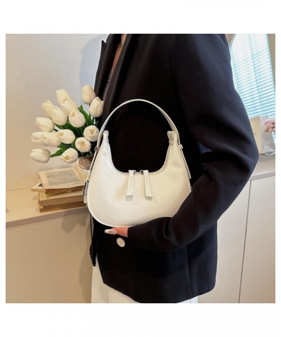 Small Y2K Shoulder Bag for Women Retro Crescent Hobo Handbag Vintage Halfmoon Underarm Purse Satchel Clutch Bag White $19.75 ...