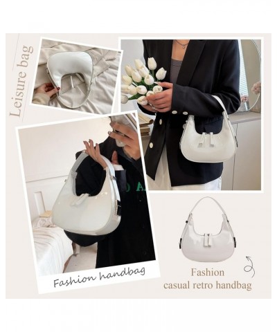 Small Y2K Shoulder Bag for Women Retro Crescent Hobo Handbag Vintage Halfmoon Underarm Purse Satchel Clutch Bag White $19.75 ...