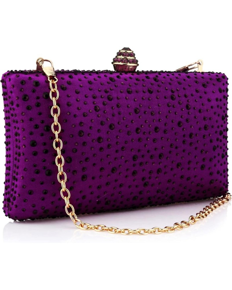 Women Beaded Clutch Bag Rhinestone Crystal Purse Glitter Evening Handbag for Wedding Cocktail Prom Party Purple $10.78 Evenin...