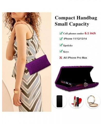 Women Beaded Clutch Bag Rhinestone Crystal Purse Glitter Evening Handbag for Wedding Cocktail Prom Party Purple $10.78 Evenin...