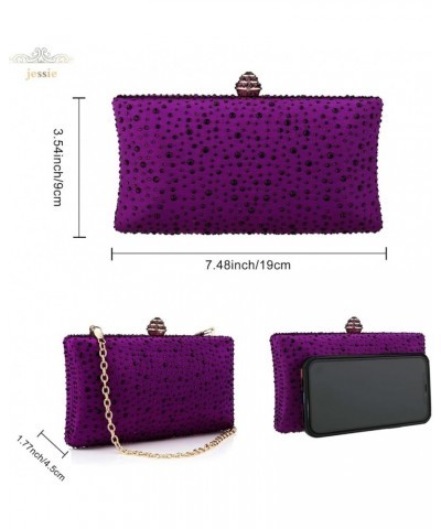 Women Beaded Clutch Bag Rhinestone Crystal Purse Glitter Evening Handbag for Wedding Cocktail Prom Party Purple $10.78 Evenin...