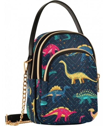 Crossbody Bag for Women, Colorful Cute Dinosaurs Phone Purse Detachable Chain Bag Shoulder Handbag Wallet $11.52 Crossbody Bags