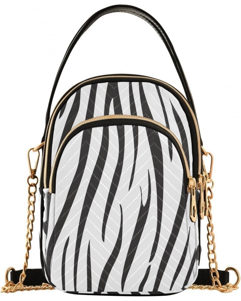 Crossbody Bags Crossbody Purse Chest Bag Black and White Stripes for Women Trendy $13.91 Crossbody Bags