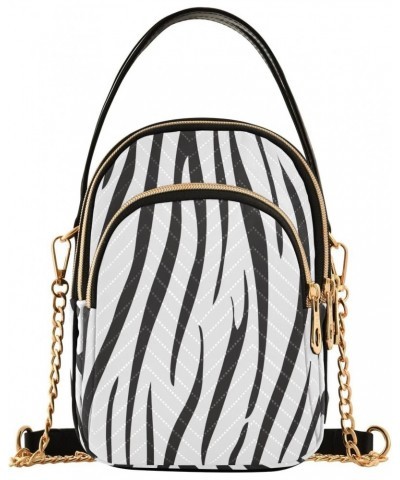 Crossbody Bags Crossbody Purse Chest Bag Black and White Stripes for Women Trendy $13.91 Crossbody Bags