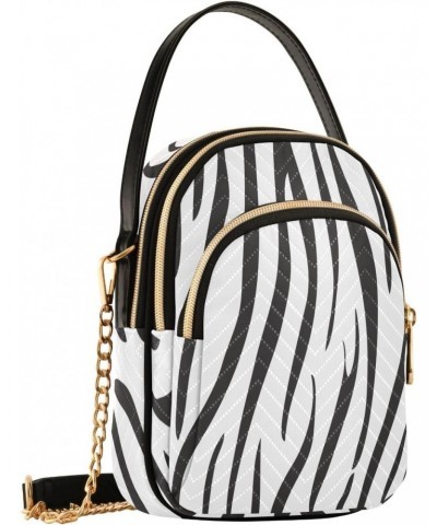 Crossbody Bags Crossbody Purse Chest Bag Black and White Stripes for Women Trendy $13.91 Crossbody Bags