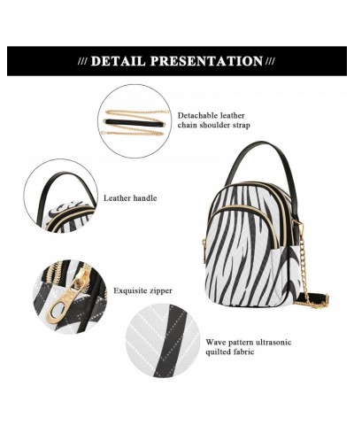 Crossbody Bags Crossbody Purse Chest Bag Black and White Stripes for Women Trendy $13.91 Crossbody Bags