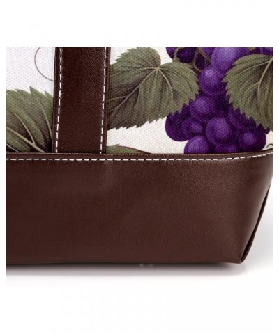 Grapes Canvas Leather Mix Hand-held Tote Bag, 13.3x4.7x12.2 in - Stylish Carryall with Durable Materials $28.79 Totes