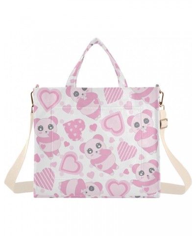 Corduroy Tote Bag Big Eyes Panda Cross Body Bag for Women Casual with Magnetic Clasp $13.44 Totes