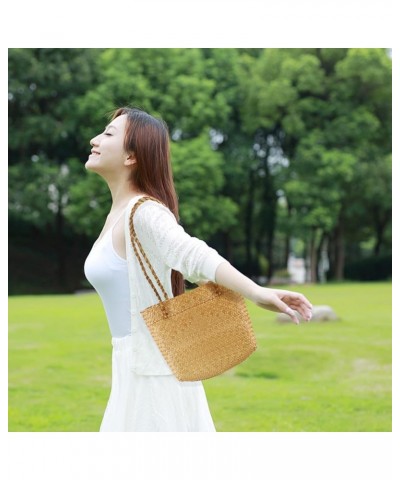 Woven Tote Bag Straw Braid Shoulder Bag Women Handbag Rattan Beach Bag Handmade Weaving Bag for Women Girls Female Yellow $9....