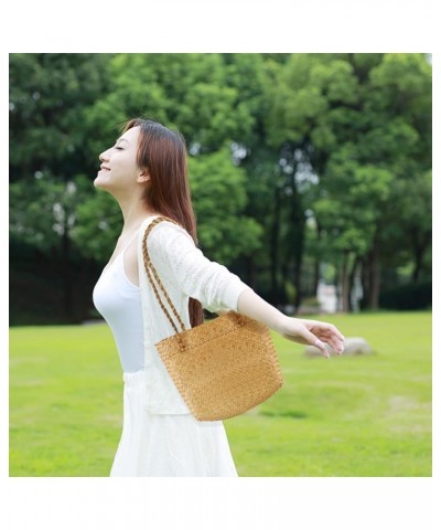 Woven Tote Bag Straw Braid Shoulder Bag Women Handbag Rattan Beach Bag Handmade Weaving Bag for Women Girls Female Yellow $9....