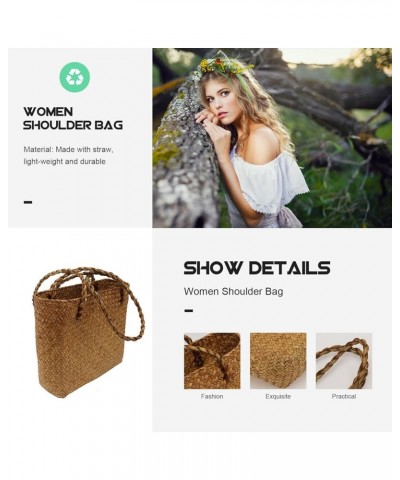 Woven Tote Bag Straw Braid Shoulder Bag Women Handbag Rattan Beach Bag Handmade Weaving Bag for Women Girls Female Yellow $9....