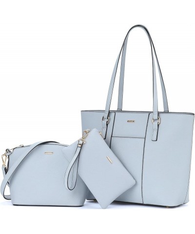 Purses and Handbags for Women Fashion Tote Bags Shoulder Bag Top Handle Satchel Bags 3pcs-3 Pale Blue $20.64 Totes