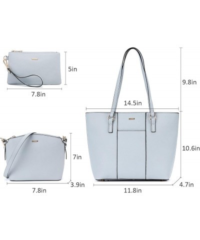 Purses and Handbags for Women Fashion Tote Bags Shoulder Bag Top Handle Satchel Bags 3pcs-3 Pale Blue $20.64 Totes