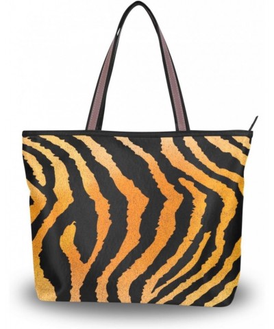 Womens Tote Bag, Tiger Skin Print Ladies Zip Shoulder Handbags $11.28 Shoulder Bags