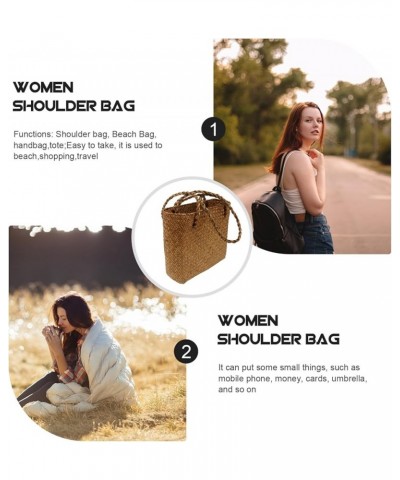 Woven Tote Bag Straw Braid Shoulder Bag Women Handbag Rattan Beach Bag Handmade Weaving Bag for Women Girls Female Yellow $9....