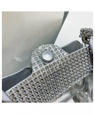 Rhinestone Clear Handbags Transparent Thick Chain Women Tote Bag Shiny Portable Elegant Personality Simple Silver $7.87 Totes