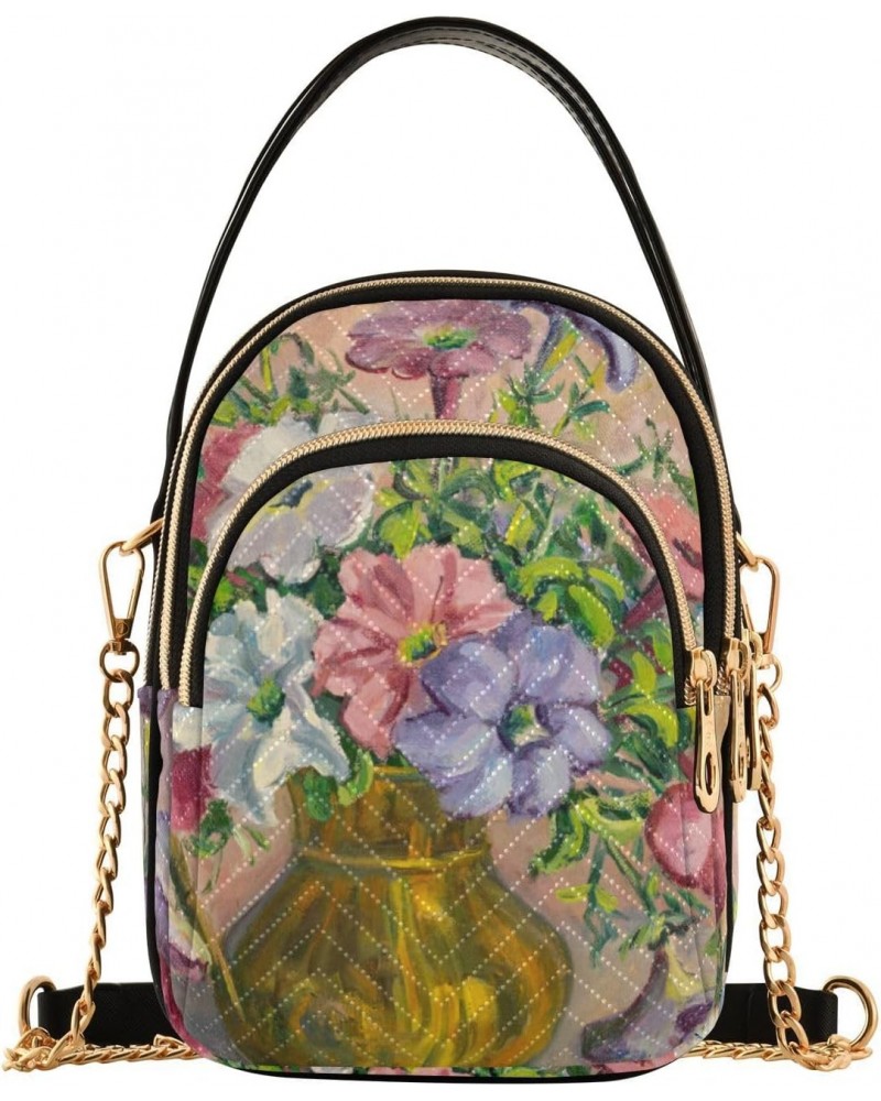 Oil Painting Vase Flowers Crossbody Bags for Women Small Shoulder with Detachable Straps, Trendy Cell Phone Purse Shoulder Ha...