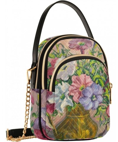 Oil Painting Vase Flowers Crossbody Bags for Women Small Shoulder with Detachable Straps, Trendy Cell Phone Purse Shoulder Ha...