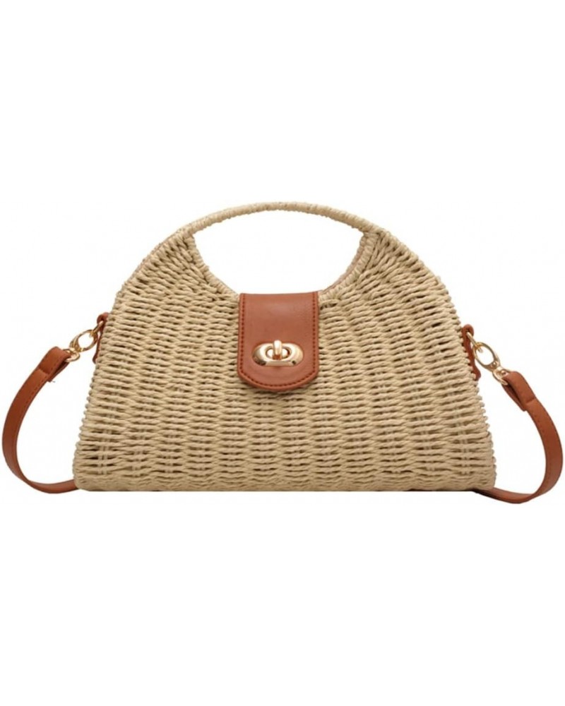 Women's Straw Crossbody Bag Handwoven Rattan Summer Beach Handbag Bohemian Bag Straw Hobo Bag Handmade Wallet Beige $14.39 Cr...