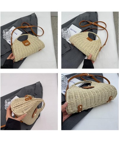 Women's Straw Crossbody Bag Handwoven Rattan Summer Beach Handbag Bohemian Bag Straw Hobo Bag Handmade Wallet Beige $14.39 Cr...