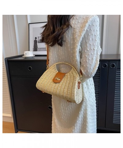 Women's Straw Crossbody Bag Handwoven Rattan Summer Beach Handbag Bohemian Bag Straw Hobo Bag Handmade Wallet Beige $14.39 Cr...