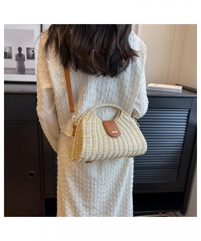 Women's Straw Crossbody Bag Handwoven Rattan Summer Beach Handbag Bohemian Bag Straw Hobo Bag Handmade Wallet Beige $14.39 Cr...