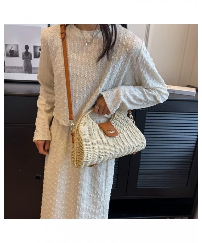 Women's Straw Crossbody Bag Handwoven Rattan Summer Beach Handbag Bohemian Bag Straw Hobo Bag Handmade Wallet Beige $14.39 Cr...