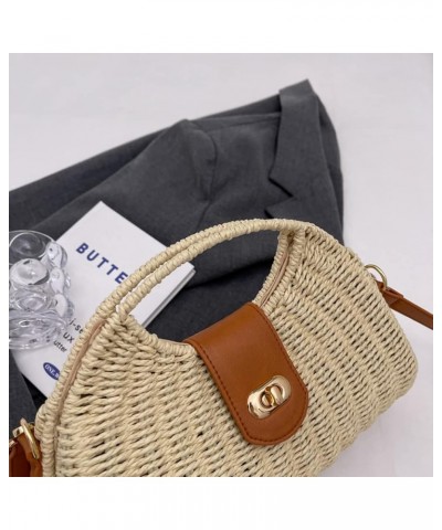 Women's Straw Crossbody Bag Handwoven Rattan Summer Beach Handbag Bohemian Bag Straw Hobo Bag Handmade Wallet Beige $14.39 Cr...