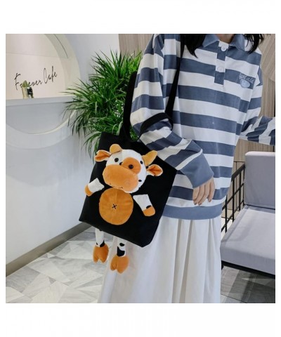 Cow Tote Bag Canvas Stuffed Cow Crossbody Bag Plush Animal Shoulder Bag Coin Wallet Purse for Women Girls Black Black $11.36 ...