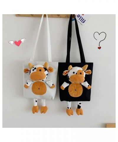 Cow Tote Bag Canvas Stuffed Cow Crossbody Bag Plush Animal Shoulder Bag Coin Wallet Purse for Women Girls Black Black $11.36 ...