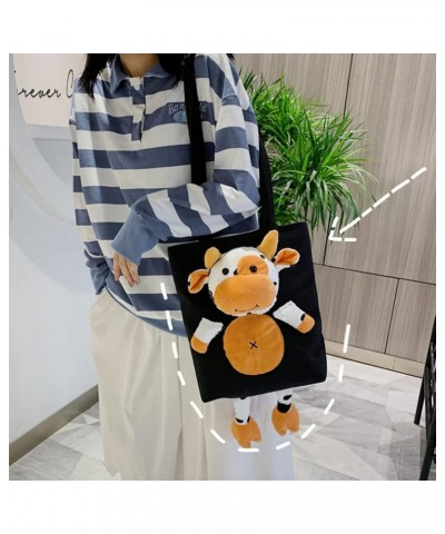 Cow Tote Bag Canvas Stuffed Cow Crossbody Bag Plush Animal Shoulder Bag Coin Wallet Purse for Women Girls Black Black $11.36 ...