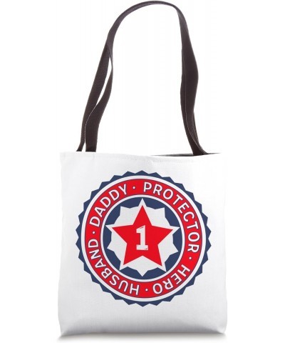 Husband Daddy Protector Hero Number 1 Patriotic Father's Day Tote Bag $13.77 Totes