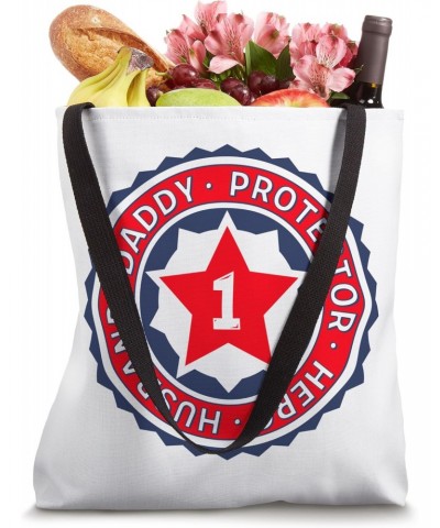 Husband Daddy Protector Hero Number 1 Patriotic Father's Day Tote Bag $13.77 Totes